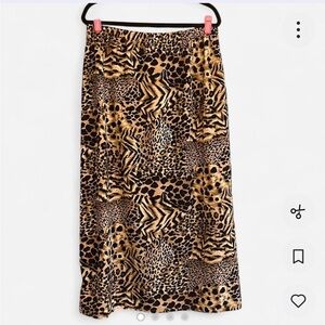 Susan Graver Style Animal Print Midi Skirt Size XL
